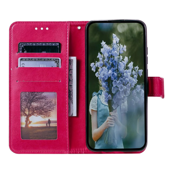 For Samsung Galaxy S26 Stand Case Imprinted Totem PU Leather Wallet Phone Cover with Wrist Strap - Rose - 2
