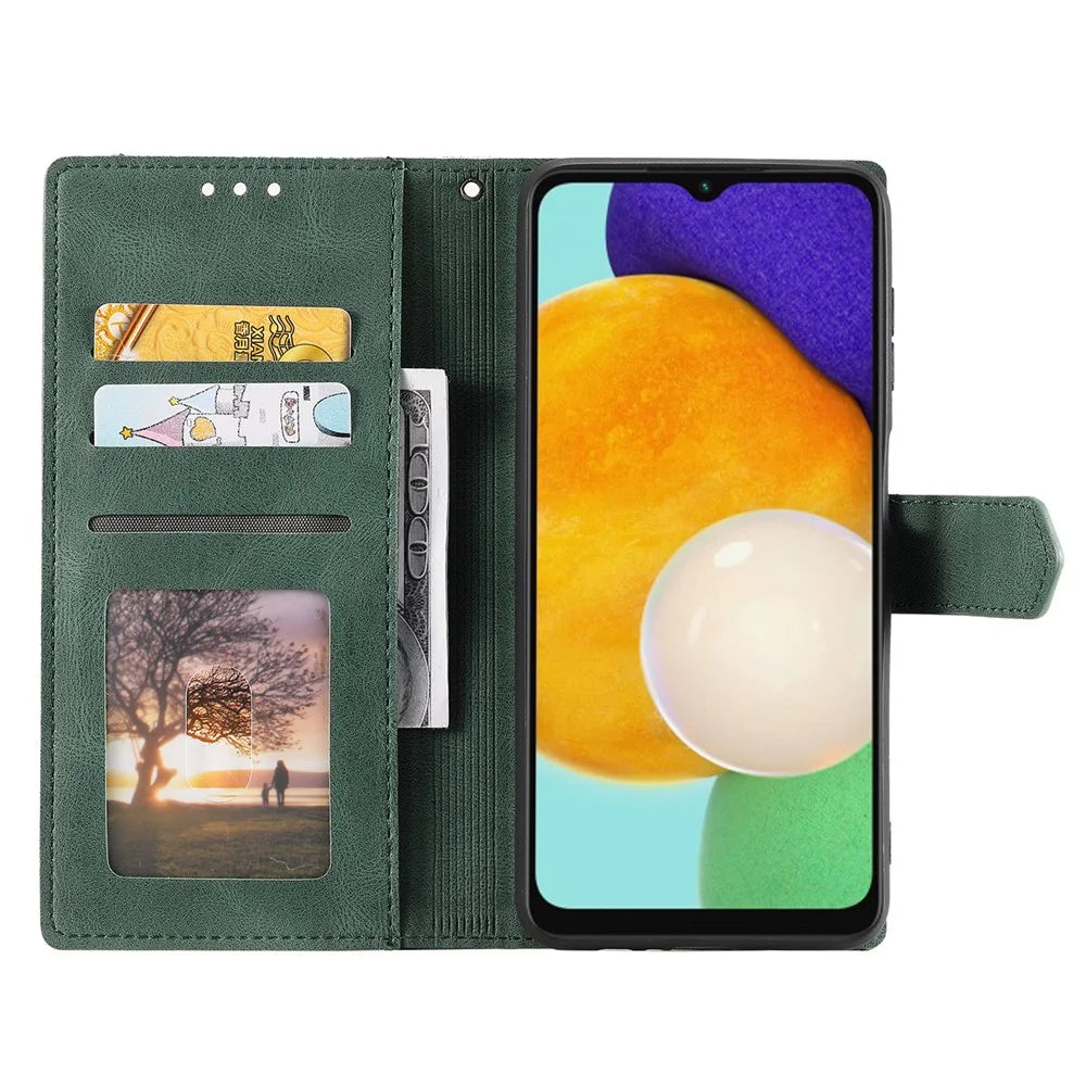 For Samsung Galaxy S26 Leather Case Splicing Stitching Wallet Phone Cover with Wrist Strap - Green - 2