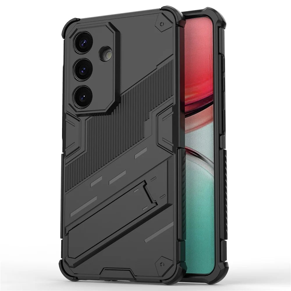 For Samsung Galaxy S26 Case PC + TPU Shockproof Phone Cover with Kickstand - Black - 1