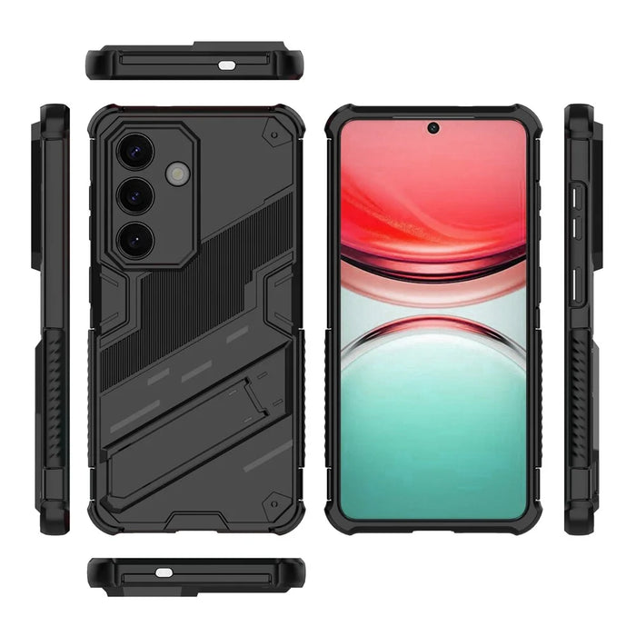For Samsung Galaxy S26 Case PC + TPU Shockproof Phone Cover with Kickstand - Black - 4