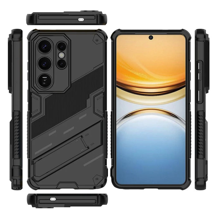 For Samsung Galaxy S26 Ultra Case PC + TPU Shockproof Phone Cover with Kickstand - Black - 4