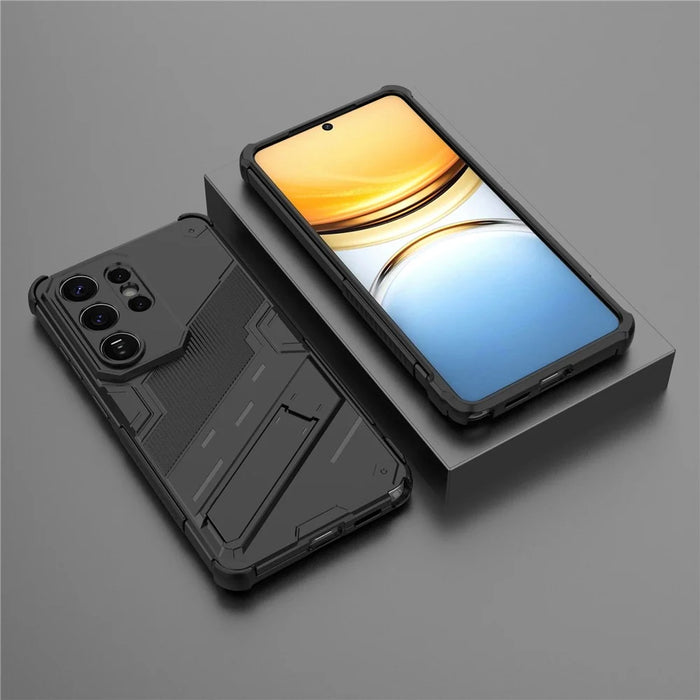 For Samsung Galaxy S26 Ultra Case PC + TPU Shockproof Phone Cover with Kickstand - Black - 6