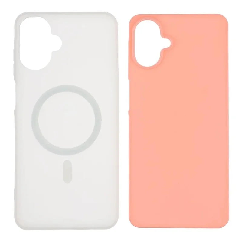 WANLONFENG For Samsung Galaxy A08 4G / A07 4G Magnetic Case  ML Series Matte PC TPU Phone Cover Large Cutouts with 2Pcs Screen Film - Pink - 4