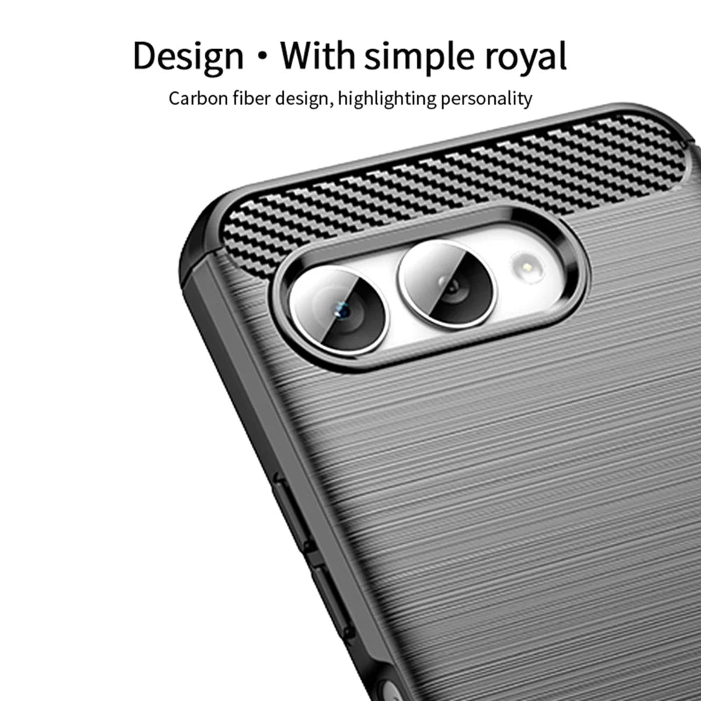 MOFI For T-Mobile REVVL 8 Back Cover  Brushed Texture Carbon Fiber Soft TPU Case - Black - 2