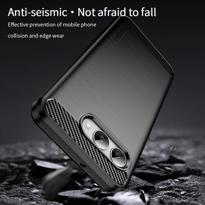 MOFI For T-Mobile REVVL 8 Back Cover  Brushed Texture Carbon Fiber Soft TPU Case - Black - 3