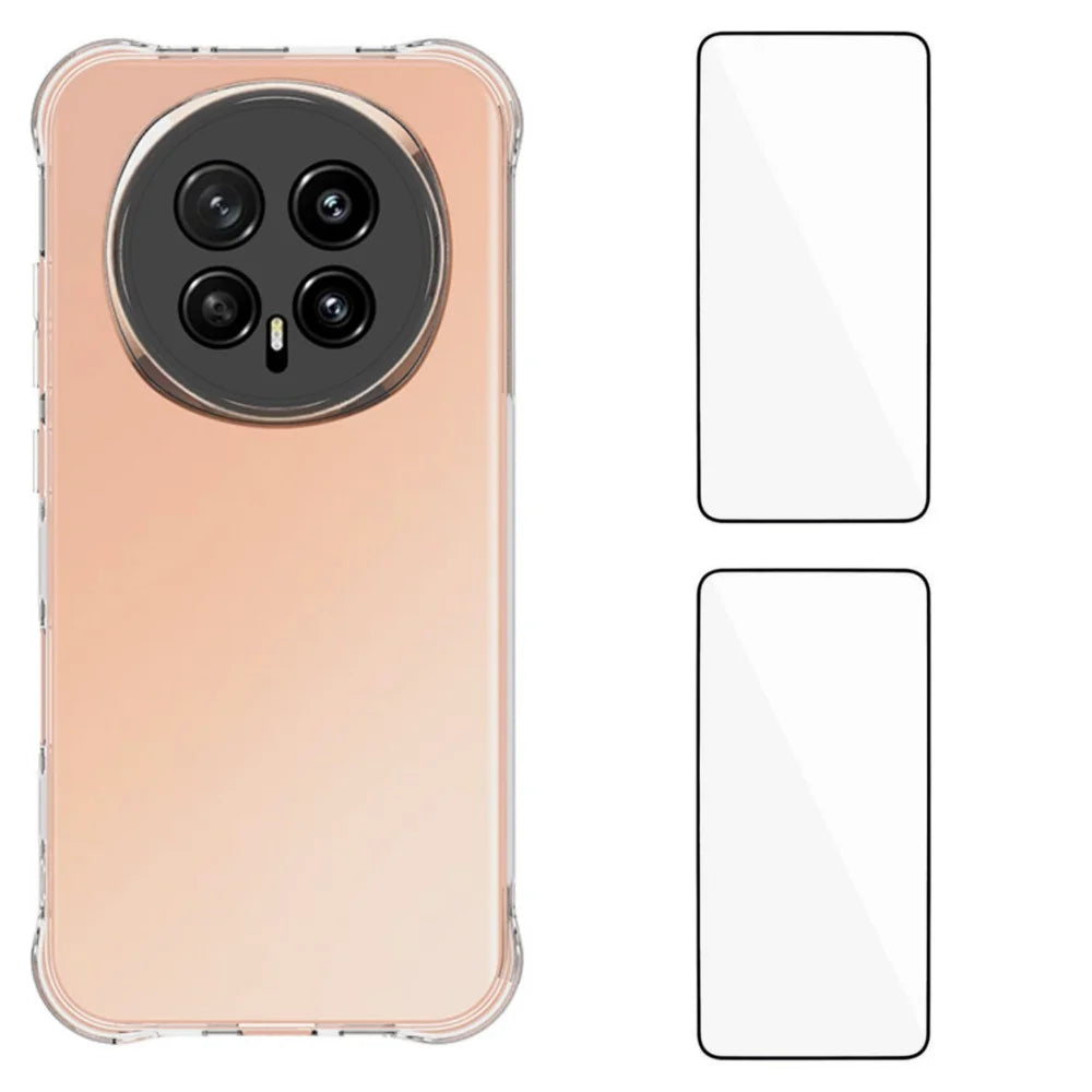 WANLONFENG For Honor Magic8 5G TPU Case  WL2 Series 2.0mm Phone Cover with 2Pcs Tempered Glass Films - Transparent - 1