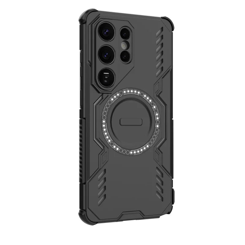 WANLONFENG For Samsung Galaxy S26 Ultra Magnetic Case  DJ Series PC TPU Phone Cover with 2Pcs Tempered Glass Film - Black - 4