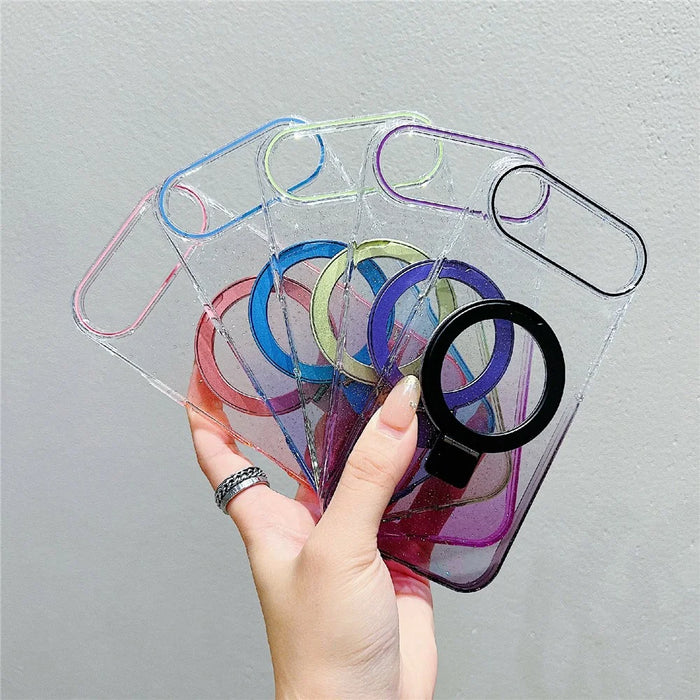 For iPhone Air Magnetic Case Kickstand Gradient Clear TPU Phone Back Cover - Blue - 6