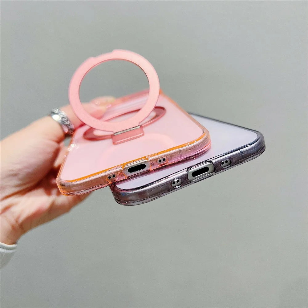 For iPhone Air Magnetic Case Kickstand Clear TPU Phone Back Cover - Pink - 5