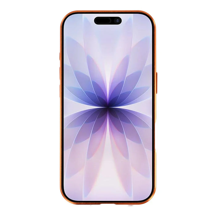 For iPhone 17 Case Anti-Spy Double-Sided Tempered Glass + Magnetic Metal Frame Phone Cover - Orange - 3