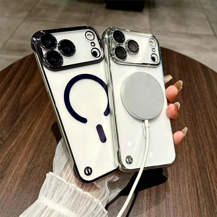 For iPhone 17 Pro Electroplating Frameless Case Compatible with MagSafe TPU Shockproof Phone Cover - Blue - 2