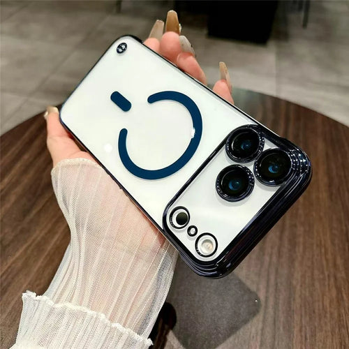 For iPhone 17 Pro Max Electroplating Frameless Case Compatible with MagSafe TPU Shockproof Phone Cover - Blue - 1