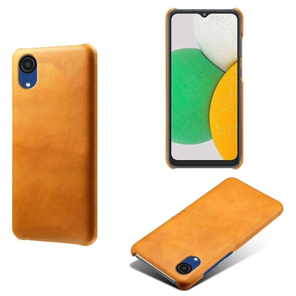 For Samsung Galaxy A23e Mobile Phone Cover Scratch-resistant Textured PU Leather Coated PC Phone Case - Orange - 2