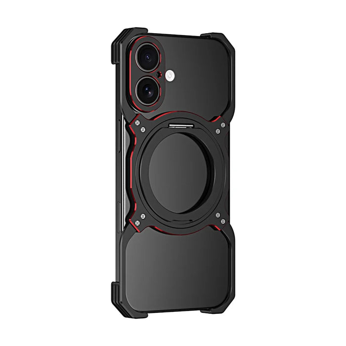 For iPhone 17 Case Kickstand Metal Bumper Magnetic Phone Cover - Black / Red - 2