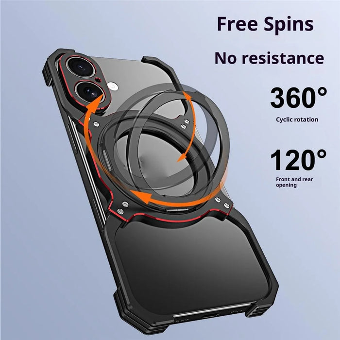 For iPhone 17 Case Kickstand Metal Bumper Magnetic Phone Cover - Black / Red - 4