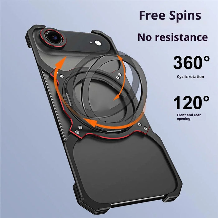 For iPhone Air Case Kickstand Metal Bumper Magnetic Phone Cover - Black / Purple - 5