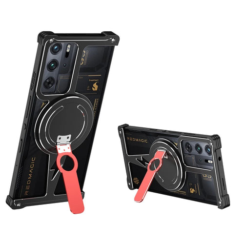 Magnetic Case for ZTE nubia Red Magic 10 Pro 5G / 10 Prо+ 5G / 10S Pro 5G / 10S Pro+ 5G / 9 Pro 5G / 9 Pro+ 5G / 9S Pro 5G / 9S Pro+ 5G Kickstand Frameless Phone Cover - Black - 1