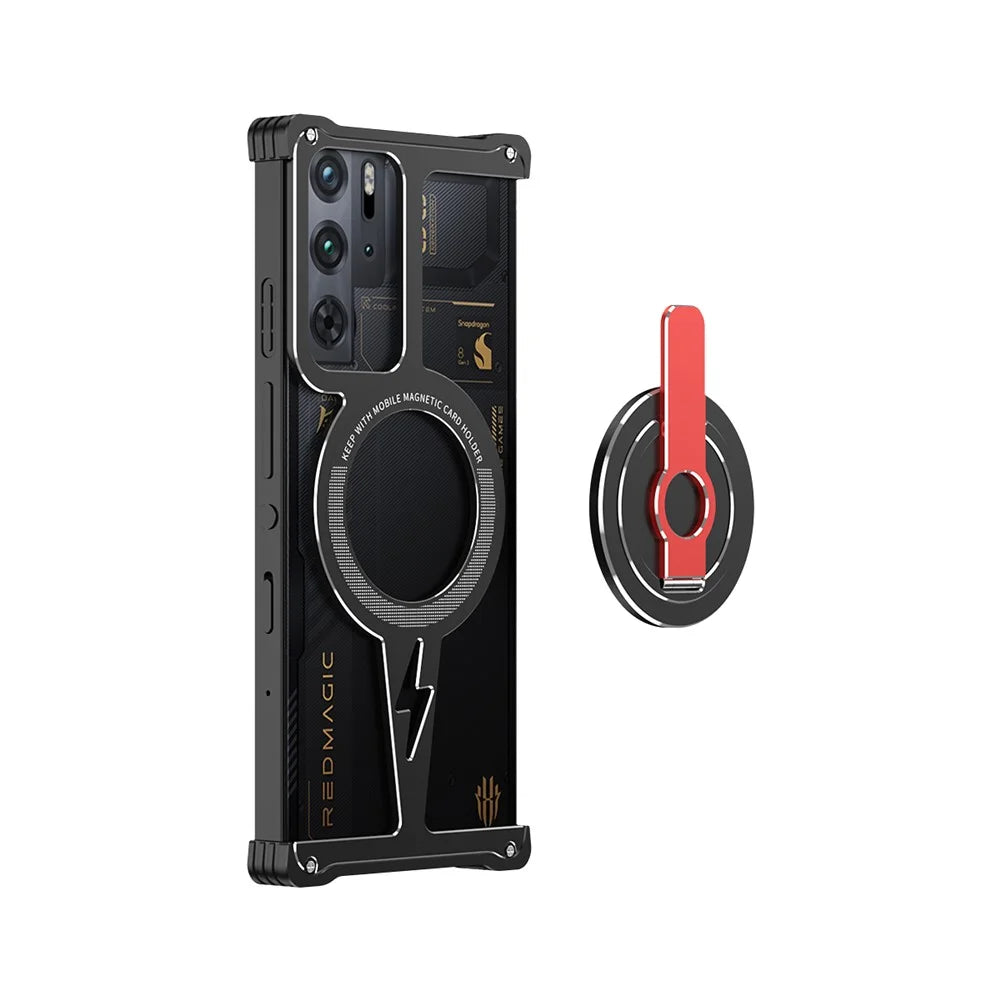Magnetic Case for ZTE nubia Red Magic 10 Pro 5G / 10 Prо+ 5G / 10S Pro 5G / 10S Pro+ 5G / 9 Pro 5G / 9 Pro+ 5G / 9S Pro 5G / 9S Pro+ 5G Kickstand Frameless Phone Cover - Black - 2