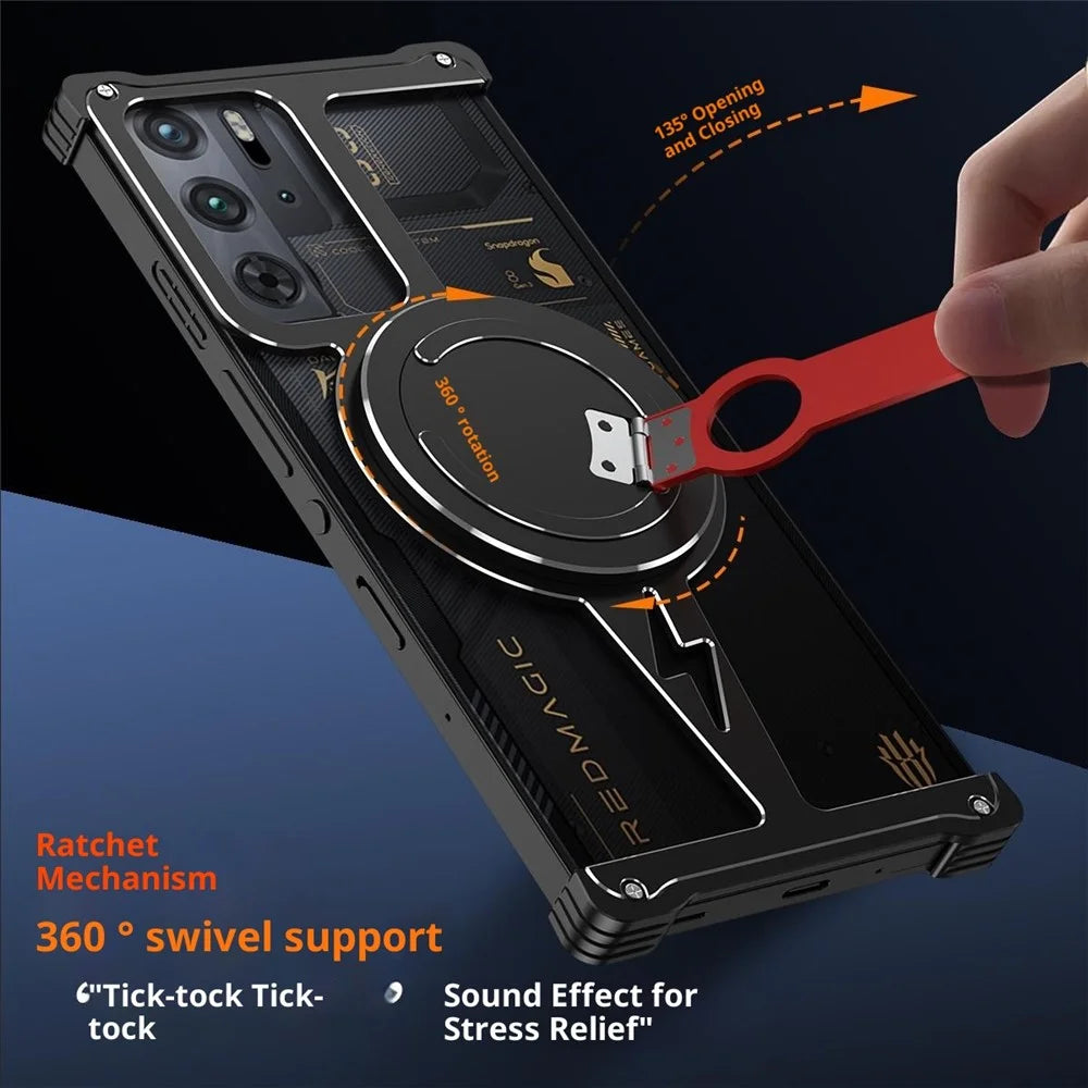Magnetic Case for ZTE nubia Red Magic 10 Pro 5G / 10 Prо+ 5G / 10S Pro 5G / 10S Pro+ 5G / 9 Pro 5G / 9 Pro+ 5G / 9S Pro 5G / 9S Pro+ 5G Kickstand Frameless Phone Cover - Black - 7