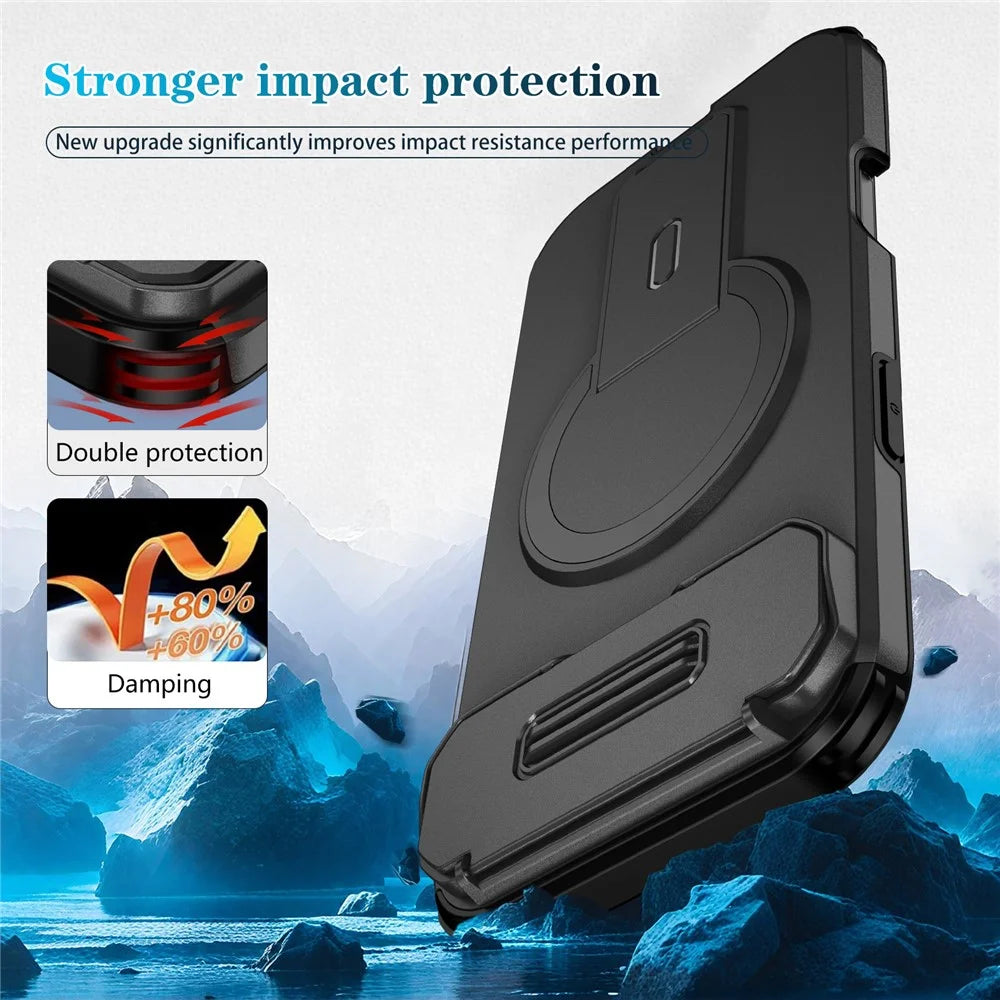 For iPhone Air Case Kickstand Camera Slider PC + TPU Phone Cover Compatible with MagSafe - Black - 2