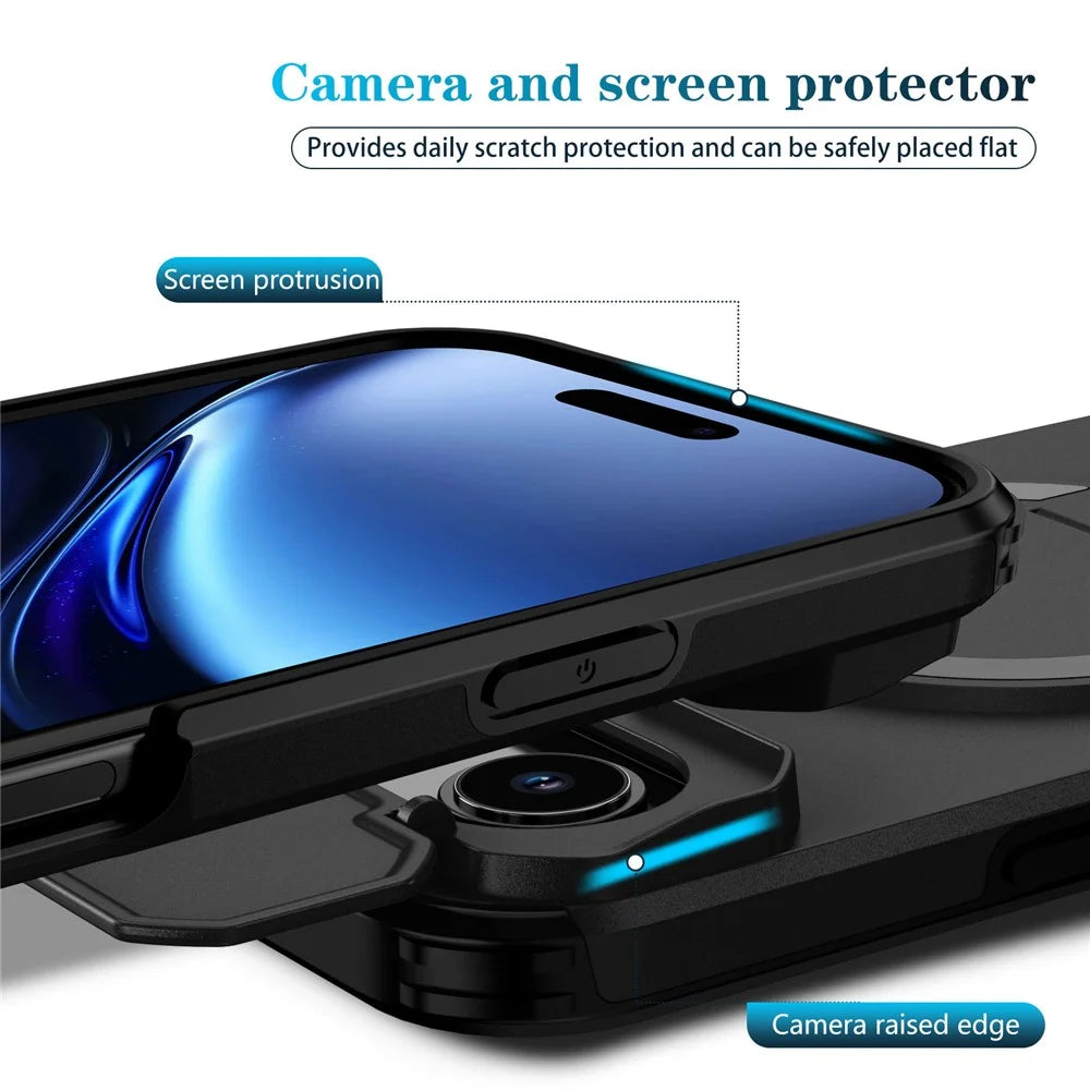 For iPhone Air Case Kickstand Camera Slider PC + TPU Phone Cover Compatible with MagSafe - Black - 3