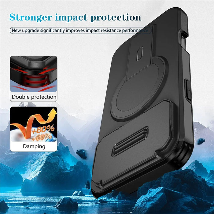 For iPhone 18 Pro / 17 Pro Case Kickstand Camera Slider PC + TPU Phone Cover Compatible with MagSafe - Black - 2