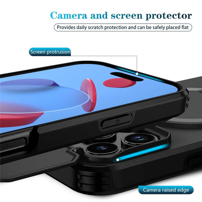 For iPhone 18 Pro / 17 Pro Case Kickstand Camera Slider PC + TPU Phone Cover Compatible with MagSafe - Black - 3