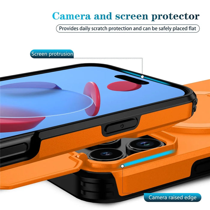For iPhone 18 Pro Max / 17 Pro Max Case Kickstand Camera Slider PC + TPU Phone Cover Compatible with MagSafe - Orange - 3