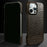 For iPhone 16 Pro Max Case Crocodile Texture Genuine Cow Leather Coated PC Phone Cover Compatible with MagSafe - Coffee - 6