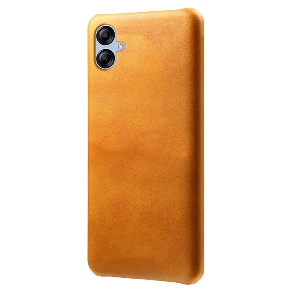 For Samsung Galaxy A04 4G (164.4 x 76.3 x 9.1 mm) Mobile Phone Cover, Calf Textured PU Leather Coated PC Phone Case - Orange - 1