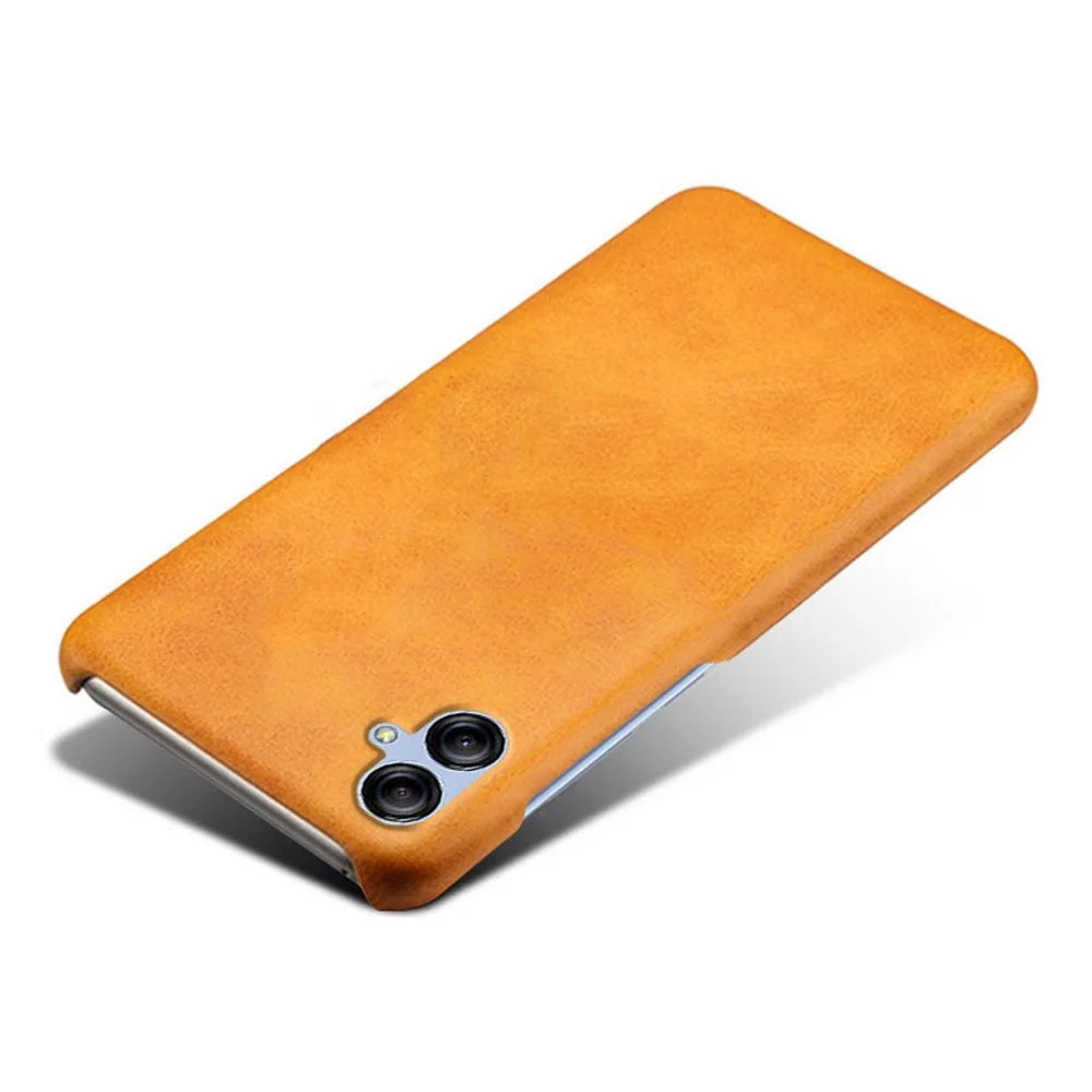 For Samsung Galaxy A04 4G (164.4 x 76.3 x 9.1 mm) Mobile Phone Cover, Calf Textured PU Leather Coated PC Phone Case - Orange - 3