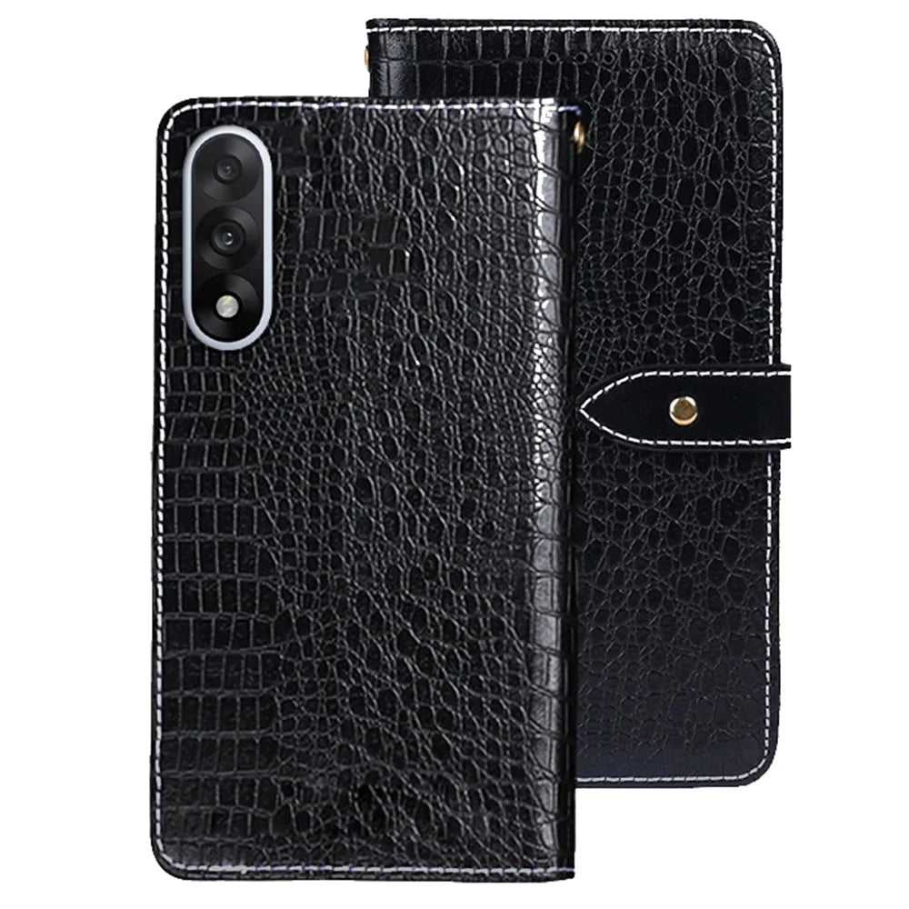 IDEWEI For OnePlus Nord 5 5G / Ace 5 Ultra 5G Case Crocodile Texture PU Leather Flip Phone Cover - Black - 1