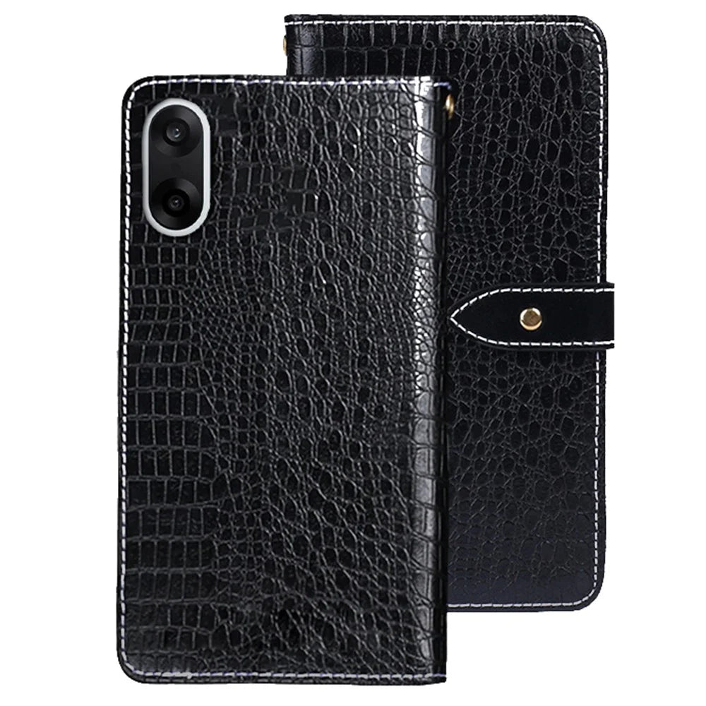 IDEWEI For OnePlus Nord CE5 5G / Ace 5 Racing 5G Case Crocodile Texture PU Leather Flip Phone Cover - Black - 1