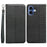 For iPhone 17 Wallet Phone Case Checkered Pattern Imprint Leather Flip Cover with Wrist Strap - Black - 1