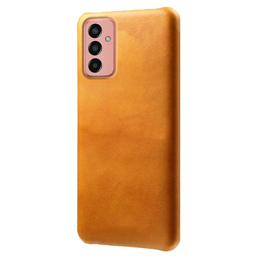 For Samsung Galaxy M13 4G Mobile Phone Cover, Anti-drop Calf Textured PU Leather Coated PC Phone Case - Orange - 1