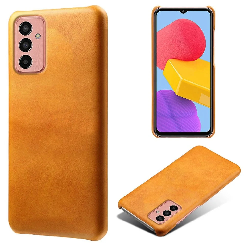 For Samsung Galaxy M13 4G Mobile Phone Cover, Anti-drop Calf Textured PU Leather Coated PC Phone Case - Orange - 2