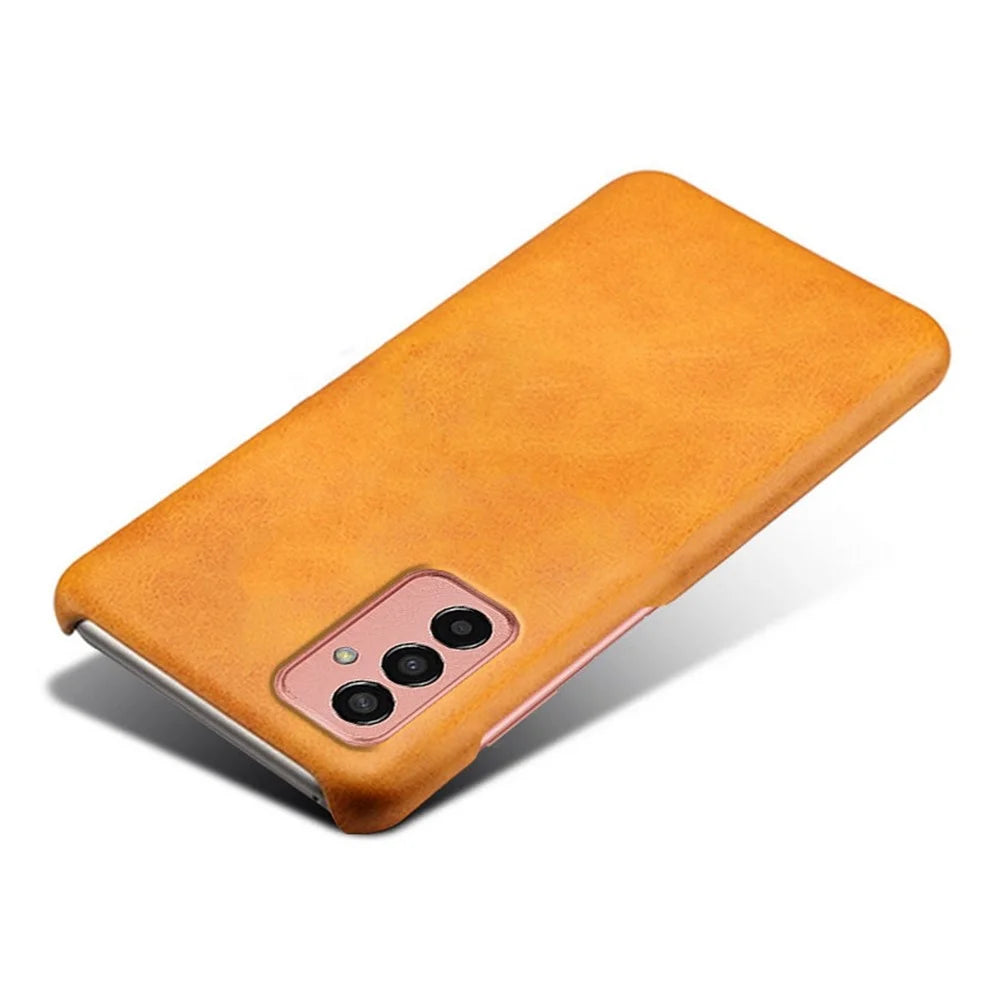 For Samsung Galaxy M13 4G Mobile Phone Cover, Anti-drop Calf Textured PU Leather Coated PC Phone Case - Orange - 3