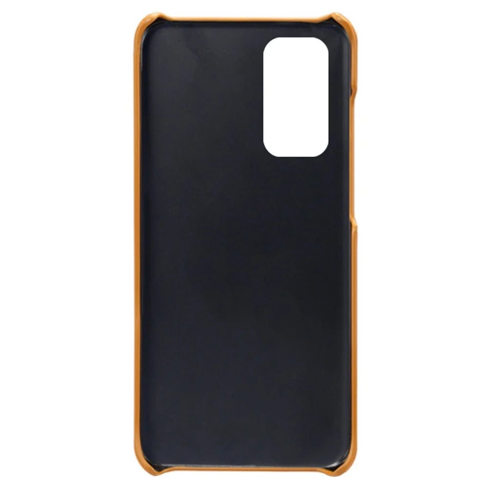 For Samsung Galaxy M13 4G Mobile Phone Cover, Anti-drop Calf Textured PU Leather Coated PC Phone Case - Orange - 4