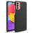 For Samsung Galaxy M13 4G Mobile Phone Case Shell Shock Absorbing Solid Color Hard PC+Cloth Phone Cover - Black - 1