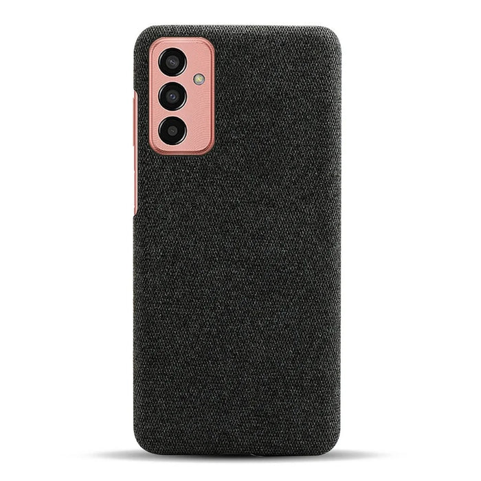For Samsung Galaxy M13 4G Mobile Phone Case Shell Shock Absorbing Solid Color Hard PC+Cloth Phone Cover - Black - 3