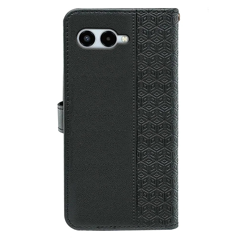 For T-Mobile REVVL 8 Wallet Phone Case Pattern Imprint Leather Flip Cover - Black - 6