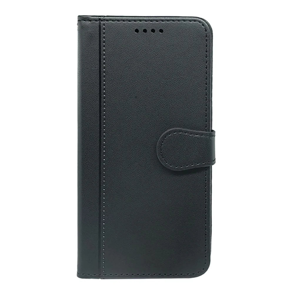 For iPhone 18 Pro / 17 Pro Wallet Case Magnetic Snap Leather Phone Cover with Strap - Black - 5