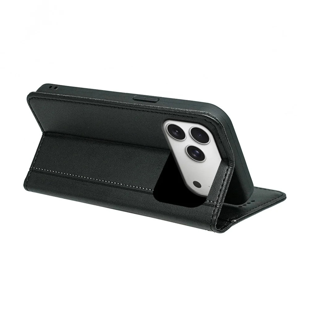 For iPhone 18 Pro Max / 17 Pro Max Wallet Case Magnetic Closing PU Leather Phone Cover with Wrist Strap - Black - 4