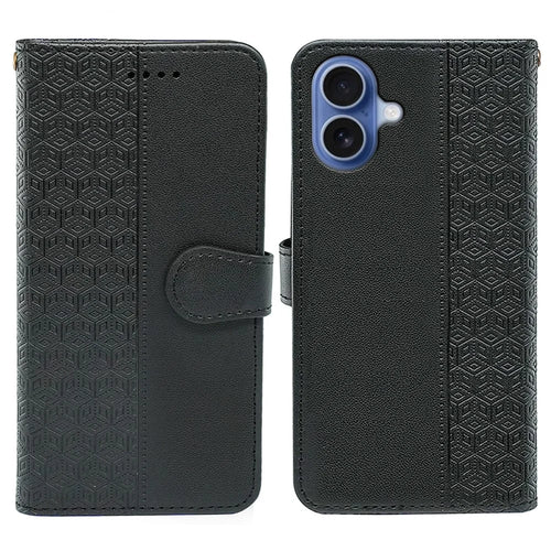 For iPhone 17 Wallet Phone Case Pattern Imprint Leather Flip Cover - Black - 1