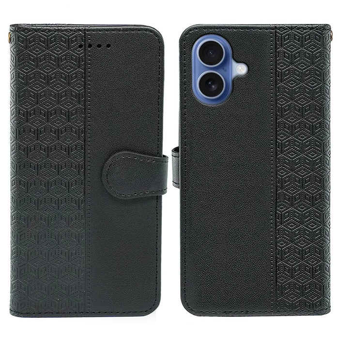 For iPhone 17 Wallet Phone Case Pattern Imprint Leather Flip Cover - Black - 1
