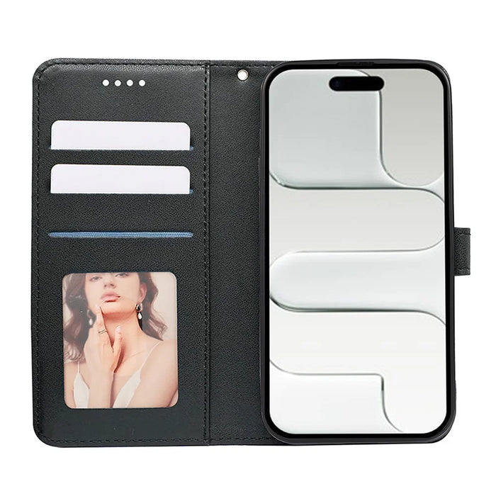 For iPhone 17 Wallet Phone Case Pattern Imprint Leather Flip Cover - Black - 2