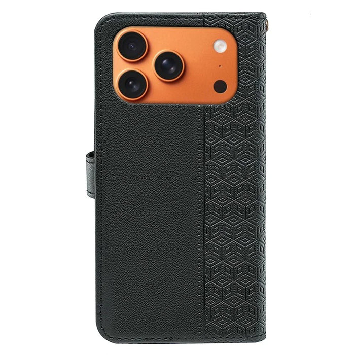 For iPhone 18 Pro Max / 17 Pro Max Wallet Phone Case Pattern Imprint Leather Flip Cover - Black - 6
