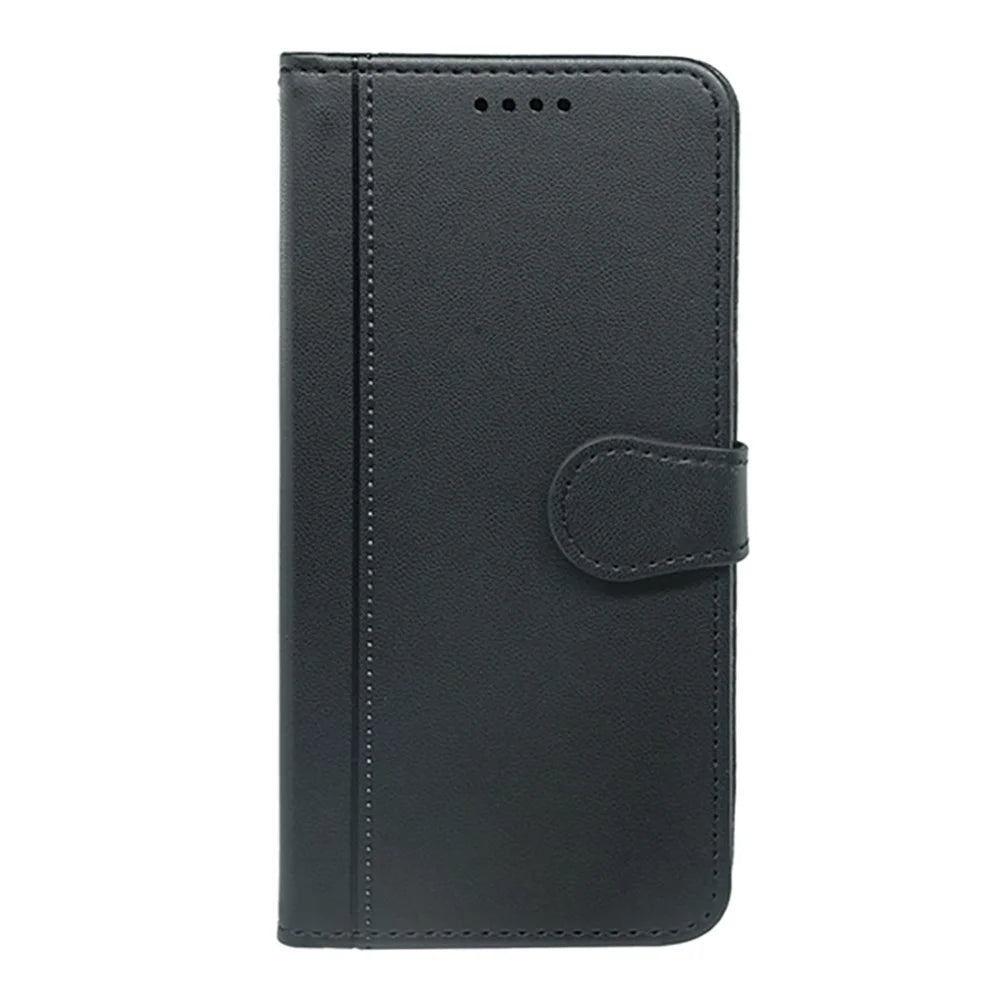 For iPhone Air Wallet Case Magnetic Snap Leather Phone Cover with Strap - Black - 5