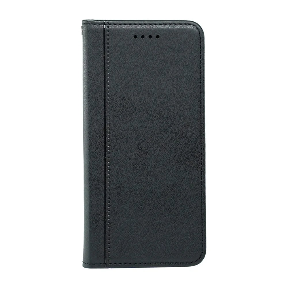 For iPhone Air Wallet Case Magnetic Closing PU Leather Phone Cover with Wrist Strap - Black - 5