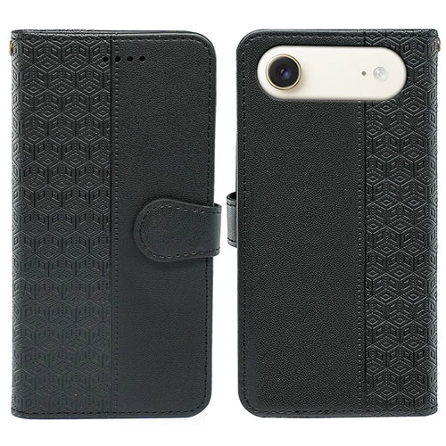For iPhone Air Wallet Phone Case Pattern Imprint Leather Flip Cover - Black - 1